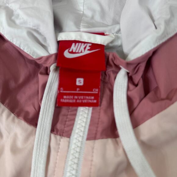 RARE Nike Women’s Colorblock Windbreaker Jacket Pink & White Sz Small Athleisure - Picture 8 of 13